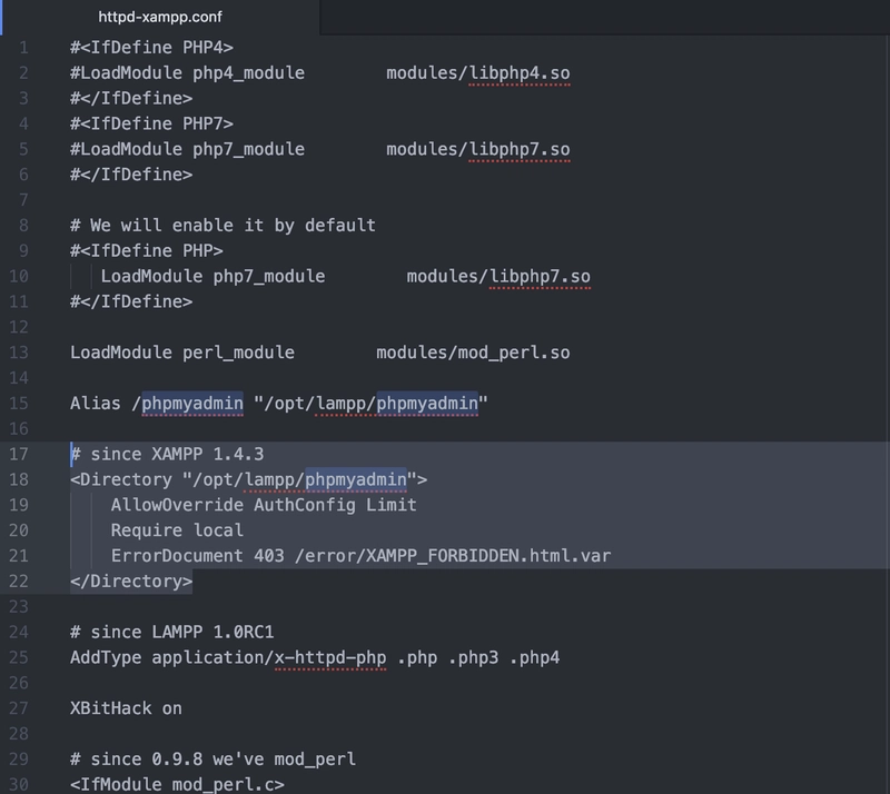 httpd-xampp phpmyadmin 需要所有已授予权限