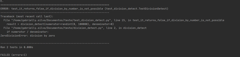 除零错误:测试失败