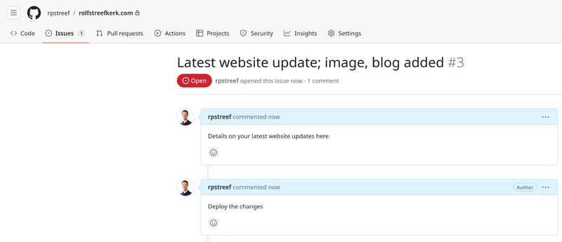 GitHub 问题、评论以进行部署