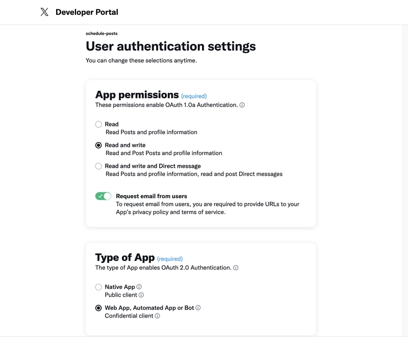X 身份验证设置