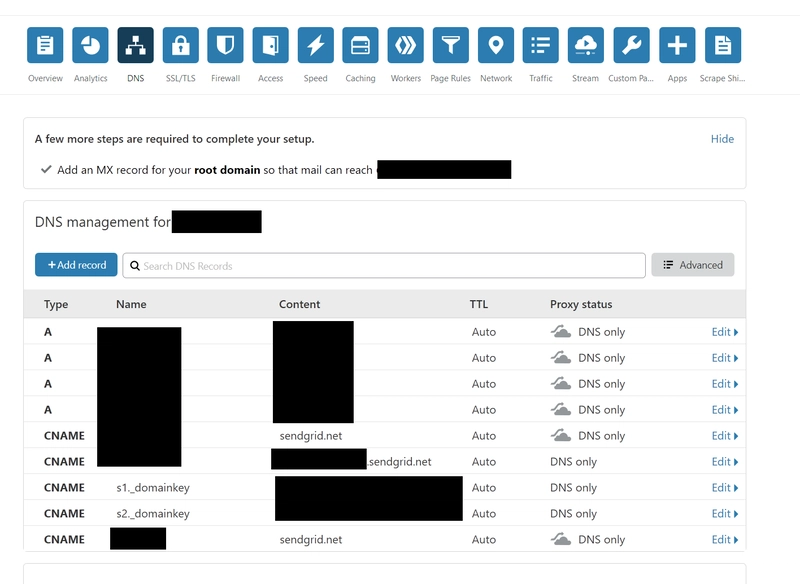 Cloudflare DNS 条目