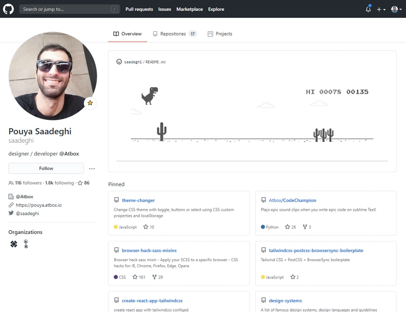 Pouya Saadeghi 的 GitHub 个人资料截图