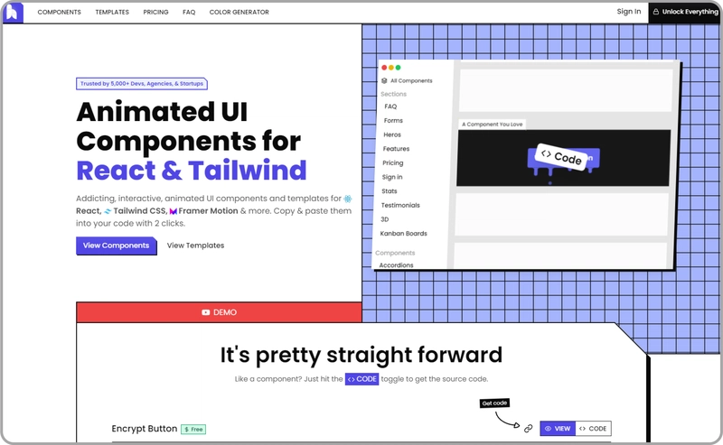 Hover.dev 适用于 React 和 Tailwind 的动画 UI 组件