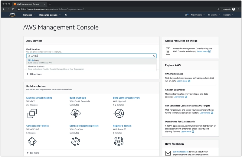 AWS 仪表板 – API 网关
