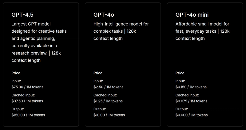 GPT-4.5 定价