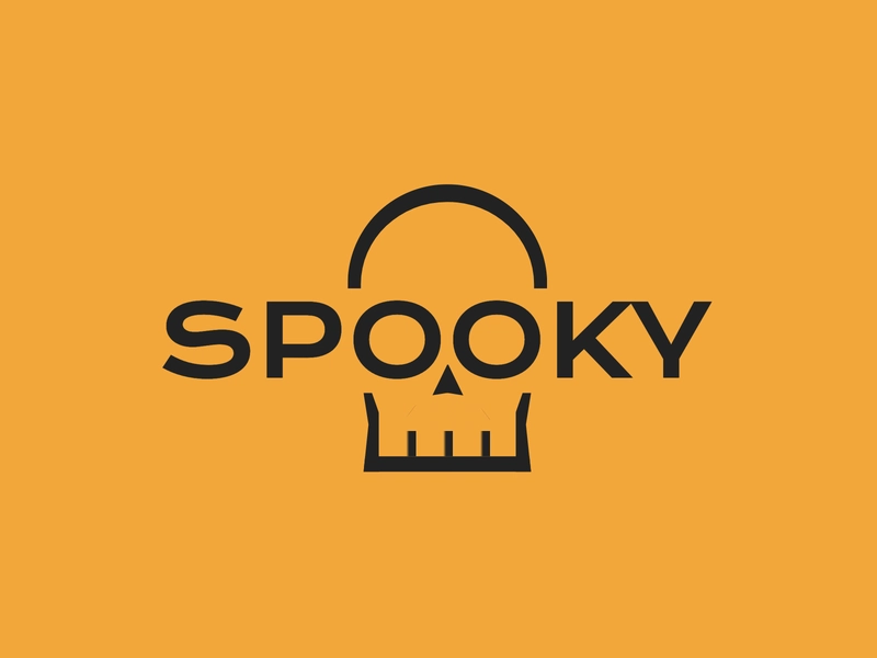 单词 spooky 的字母 O 周围有额外的线条，看起来像骷髅