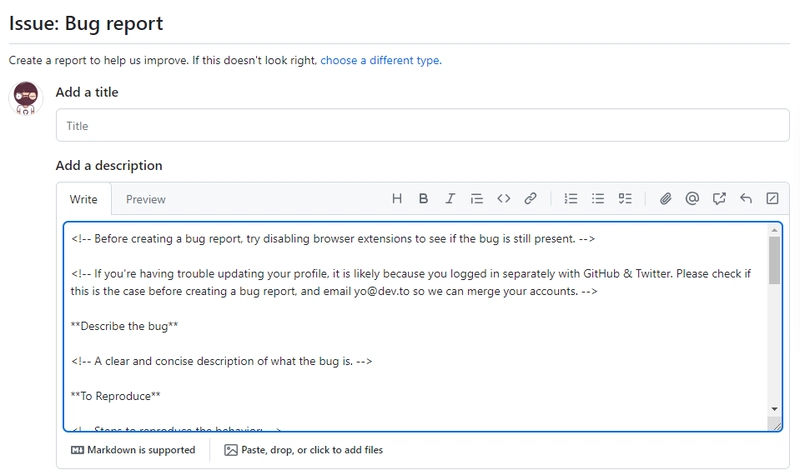 markdown 问题模板