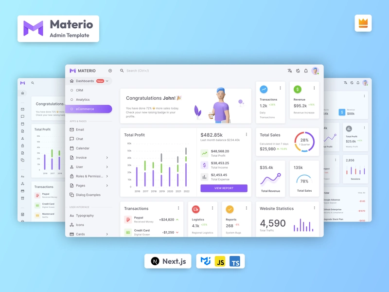 Materio MUI React Next js 管理模板