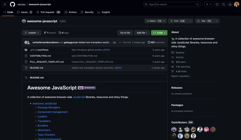 很棒的 Javascript Github 仓库