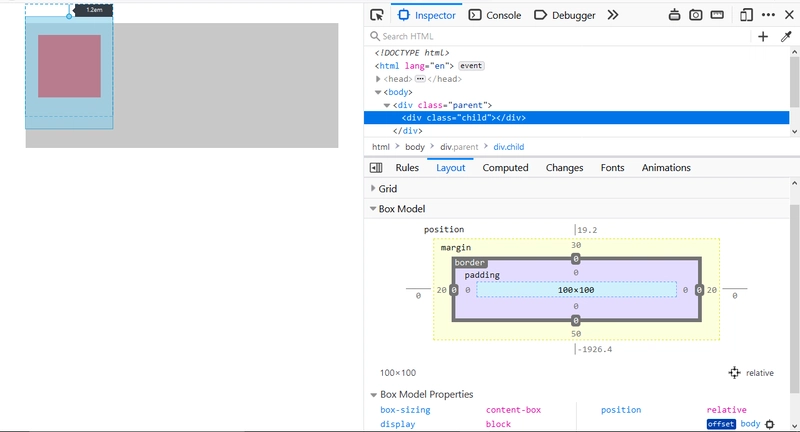 使用 CSS 将页面元素从其父元素的顶部移动。