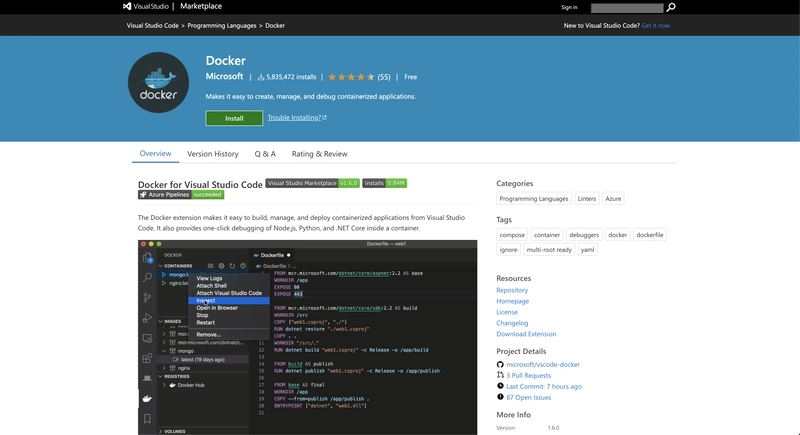 Docker VS Code 扩展