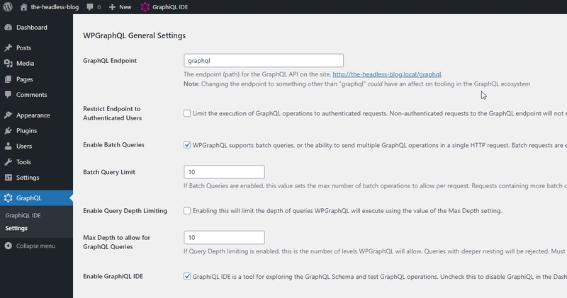 GraphQL 设置页面