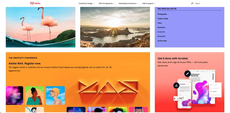Adobe 网站部分