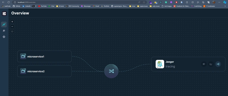 包含两个微服务的 Odigos UI
