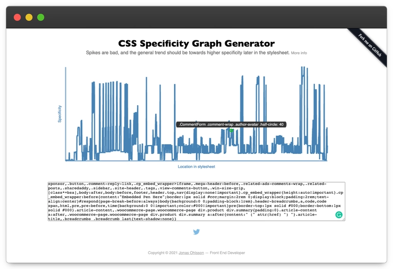 CSS 特性图生成器网站的屏幕截图。