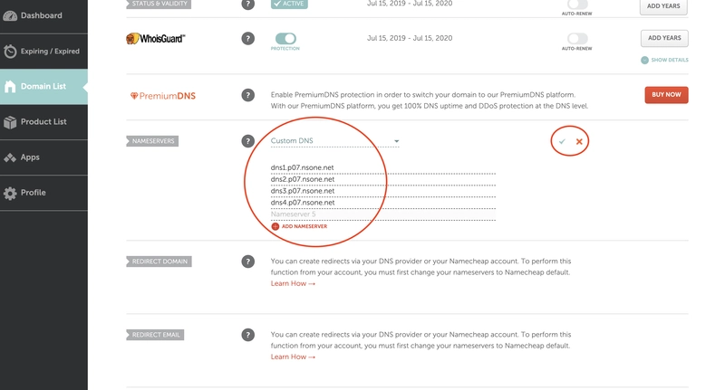 Namecheap 自定义 DNS