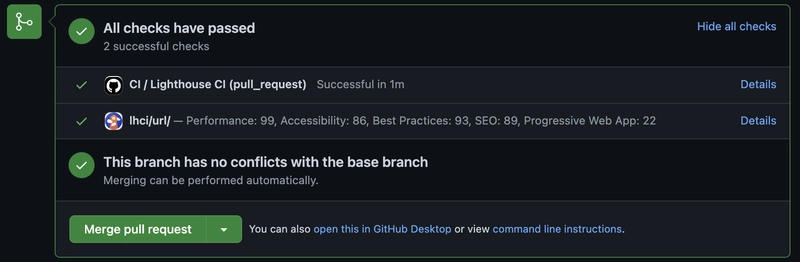 Lighthouse Github 报告状态