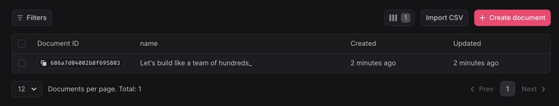Appwrite 控制台显示数据