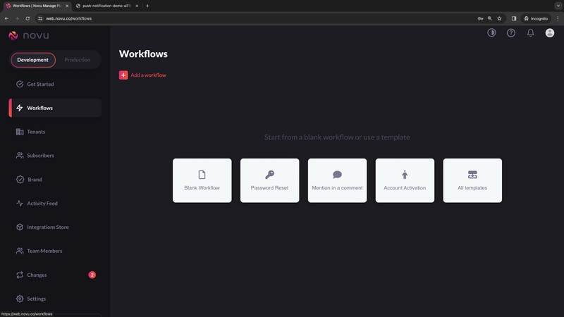 使用 Novu 创建工作流程