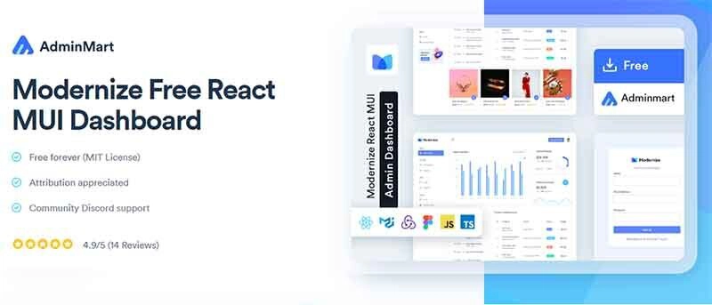 现代化 MUI React - 由 AdminMart 制作的开源模板。