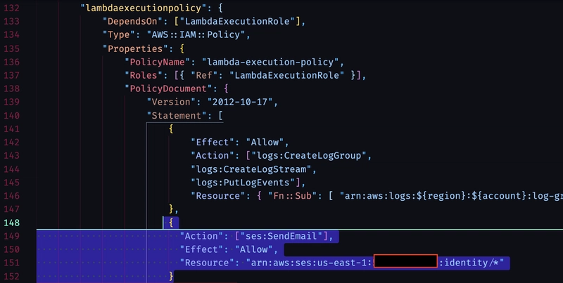 具有 SES 权限的 Lambda