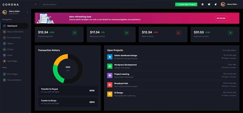 Corona React Free - 开源模板