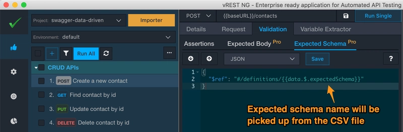 vREST NG - 预期架构从 Excel 表自动绑定