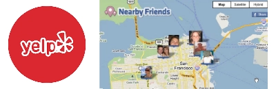 Yelp + Facebook 附近的徽标