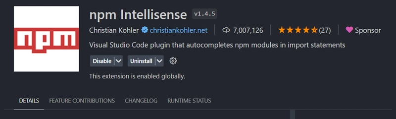npm Intellisense 扩展