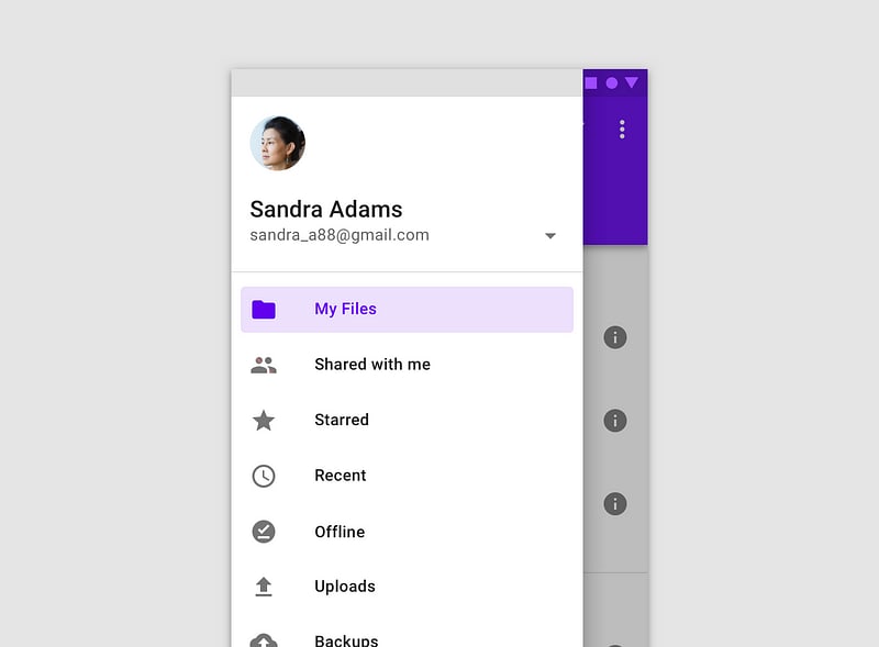 材质导航抽屉（https://material.io/components/navigation-drawer/#）