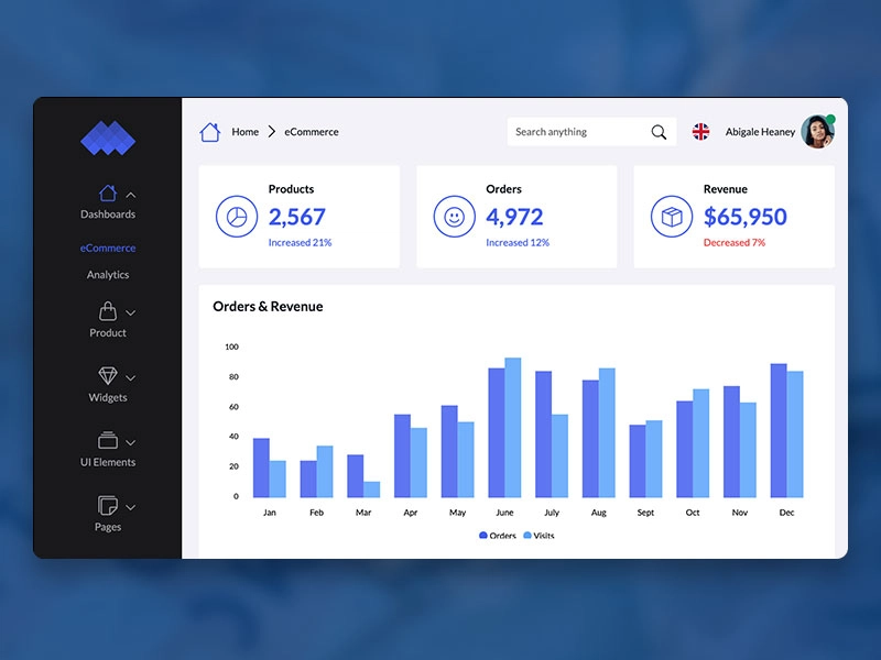 Moonlight 电子商务管理仪表板