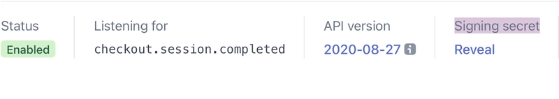 显示 Stripe Webhook 秘密位置
