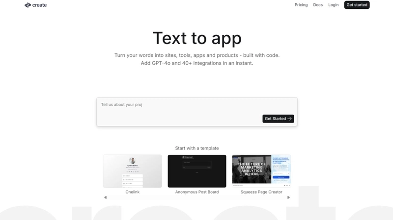 创建 XYZ - 任何 AI Web 应用构建器