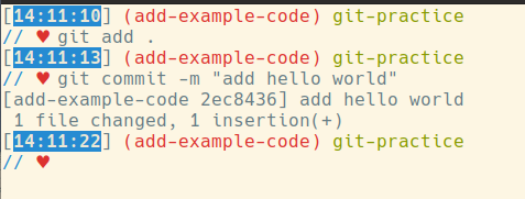 git add .，然后 git commit -m 'add hello world'