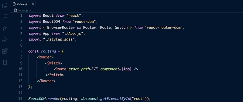 使用 August - Night Owl 主题的 React 代码片段